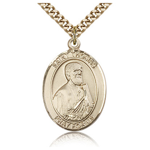 Gold Filled 1in St Thomas the Apostle Medal & 24in Chain