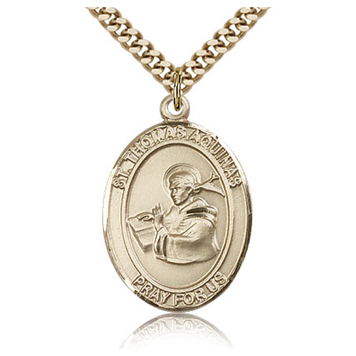 Gold Filled 1in St Thomas Aquinas Medal & 24in Chain
