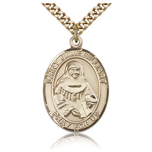 Gold Filled 1in St Julie Billiart Medal & 24in Chain