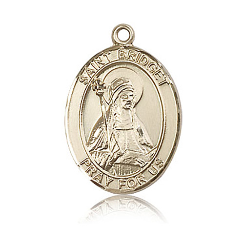 14kt Yellow Gold 1in St Bridget Medal