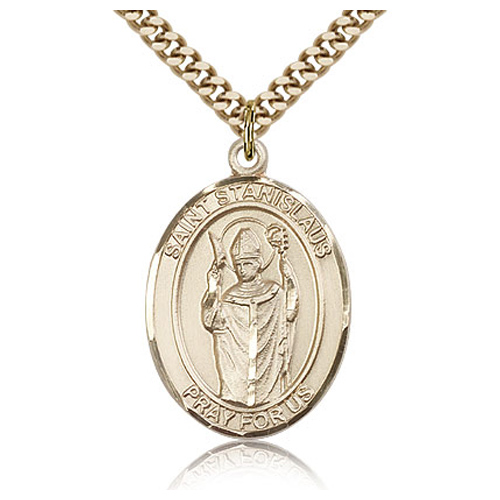 Gold Filled 1in St Stanislaus Medal & 24in Chain