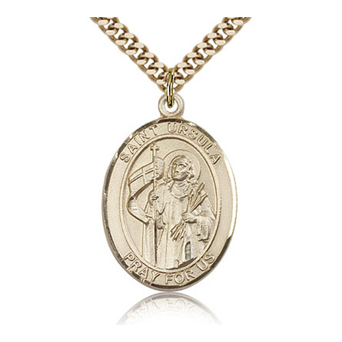 Gold Filled 1in St Ursula Medal & 24in Chain