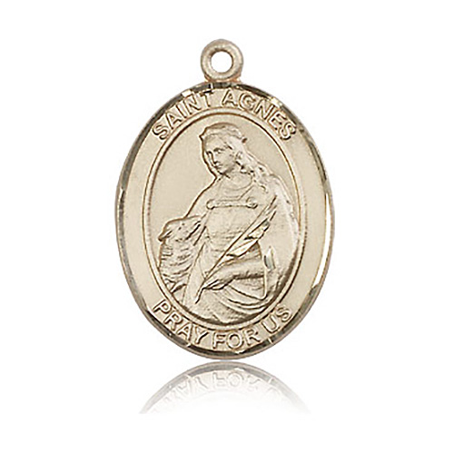 14kt Yellow Gold 1in St Agnes Medal