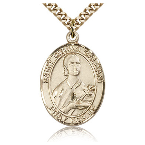 Gold Filled 1in St Gemma Galgani Medal & 24in Chain