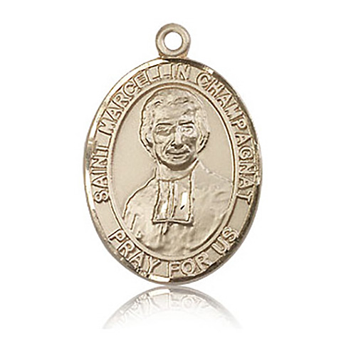 14kt Yellow Gold 1in St Marcellin Champagnat Medal