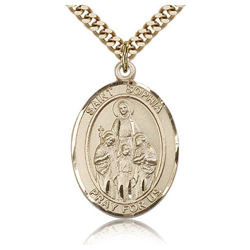 Gold Filled 1in St Sophia Medal & 24in Chain