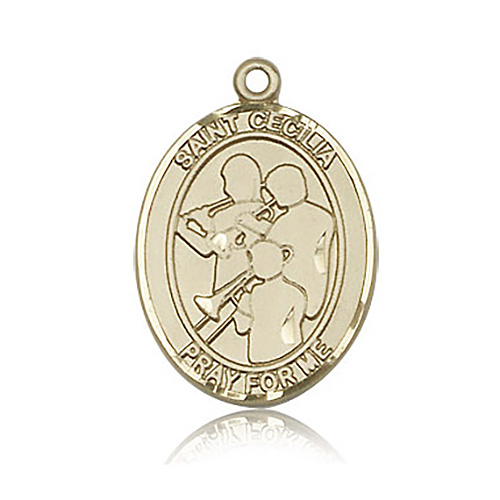 14kt Yellow Gold 1in St Cecilia Band Medal