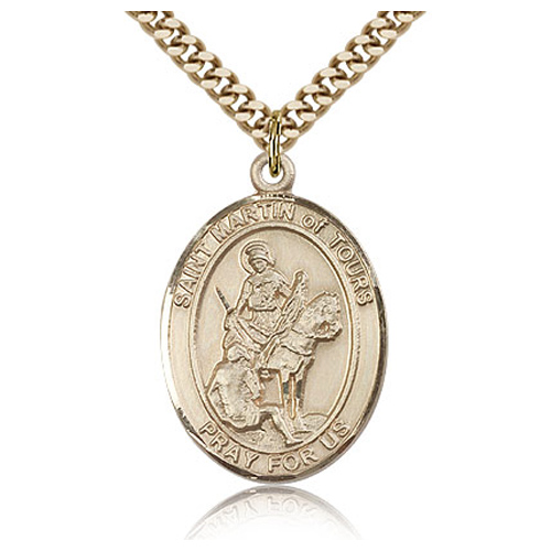 Gold Filled 1in St Martin of Tours Medal & 24in Chain