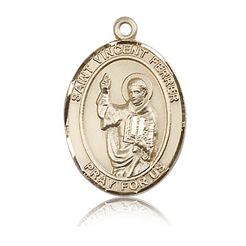 14kt Yellow Gold 1in St Vincent Ferrer Medal