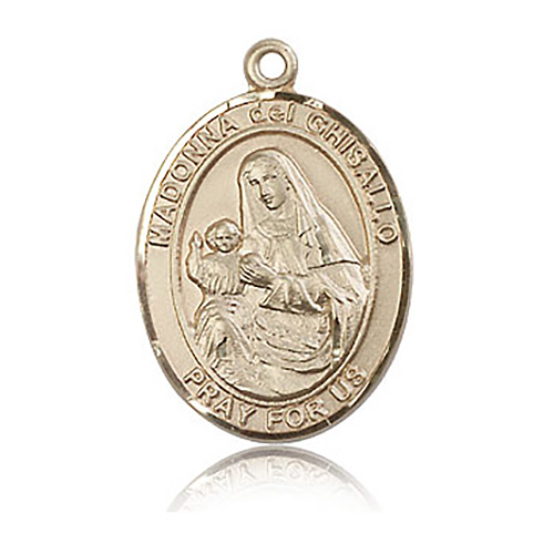 14kt Yellow Gold 1in St Madonna Del Ghisallo Medal