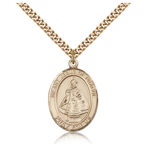 Gold Filled 1in Infant of Prague Medal & 24in Chain