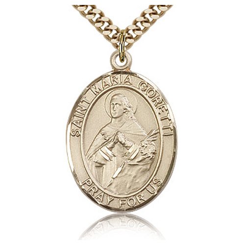 Gold Filled 1in St Maria Goretti Medal & 24in Chain