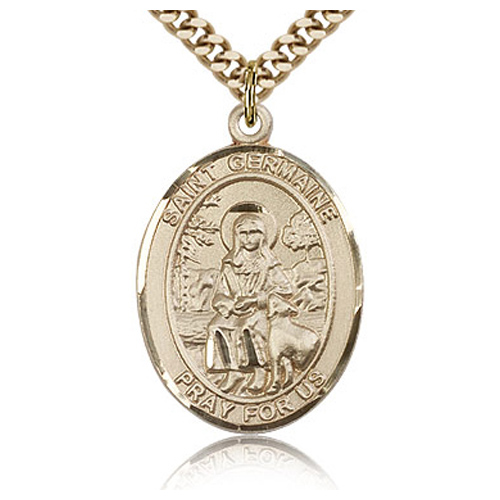Gold Filled 1in St Germaine Cousin Medal & 24in Chain