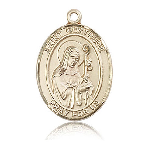 14kt Yellow Gold 1in St Gertrude Medal