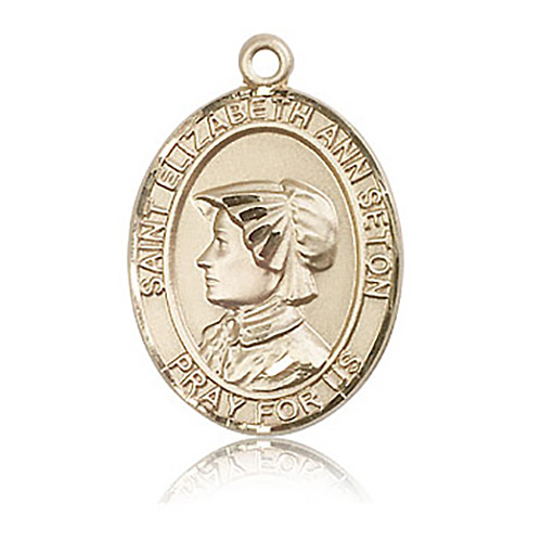 14k Yellow Gold 1in St Elizabeth Ann Seton Medal