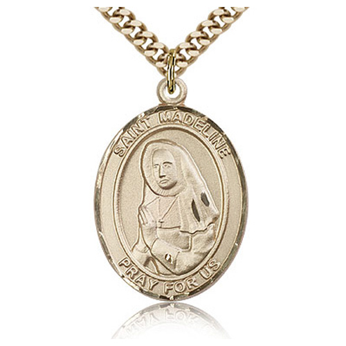 Gold Filled 1in St Madeline Medal & 24in Chain