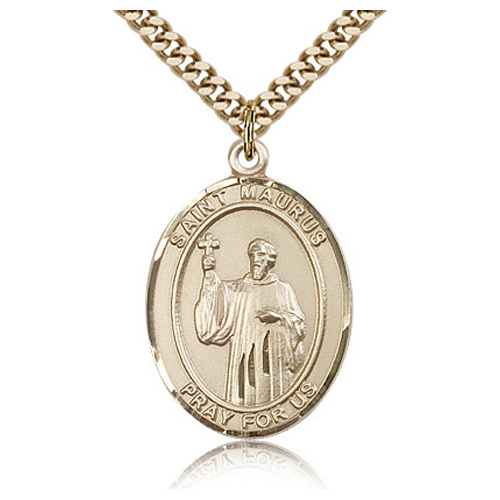 Gold Filled 1in St Maurus Medal & 24in Chain