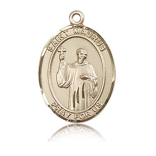 14kt Yellow Gold 1in St Maurus Medal