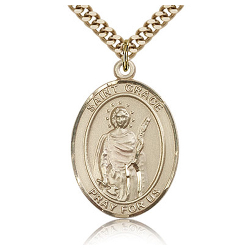 Gold Filled 1in St Grace Medal & 24in Chain