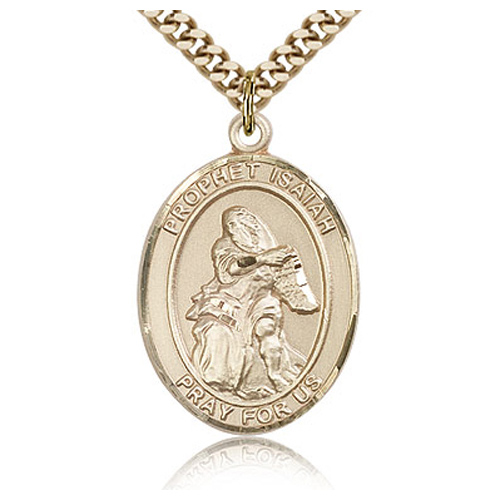 Gold Filled 1in St Isaiah Medal & 24in Chain