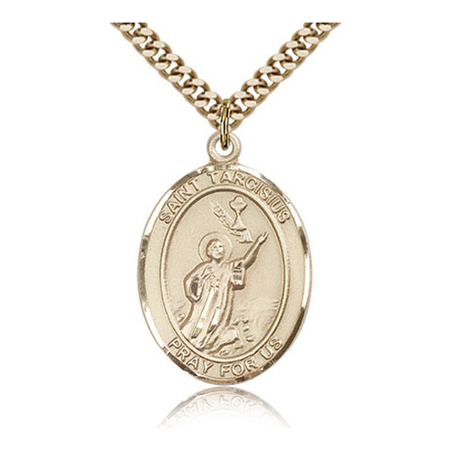Gold Filled 1in St Tarcisius Medal & 24in Chain