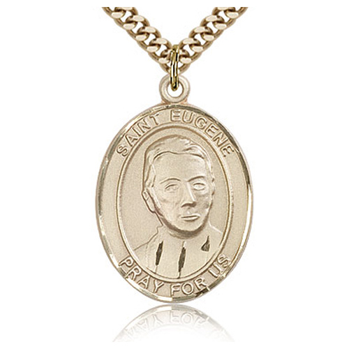 Gold Filled 1in St Eugene Medal & 24in Chain