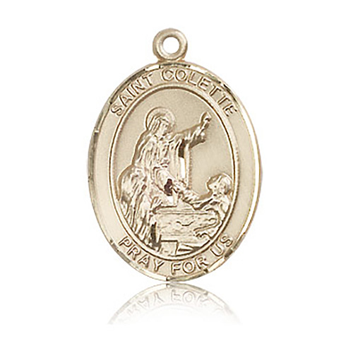 14kt Yellow Gold 1in St Colette Medal