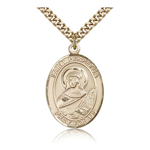 Gold Filled 1in St Perpetua Medal & 24in Chain