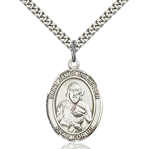 Sterling Silver 1in St James the Lesser Medal & 24in Chain