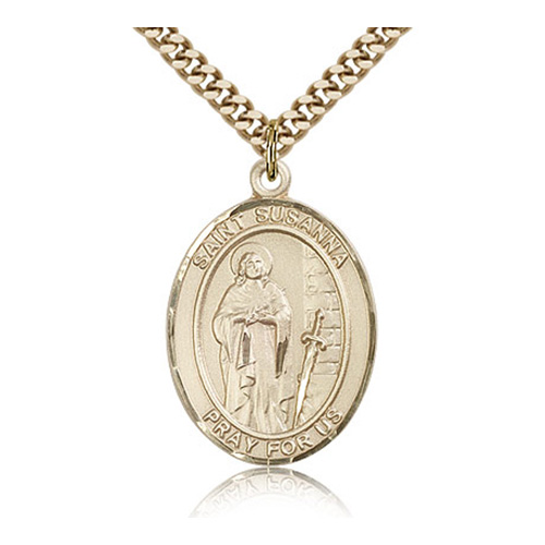 Gold Filled 1in St Susanna Medal & 24in Chain