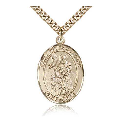 Gold Filled 1in St Peter Nolasco Medal & 24in Chain