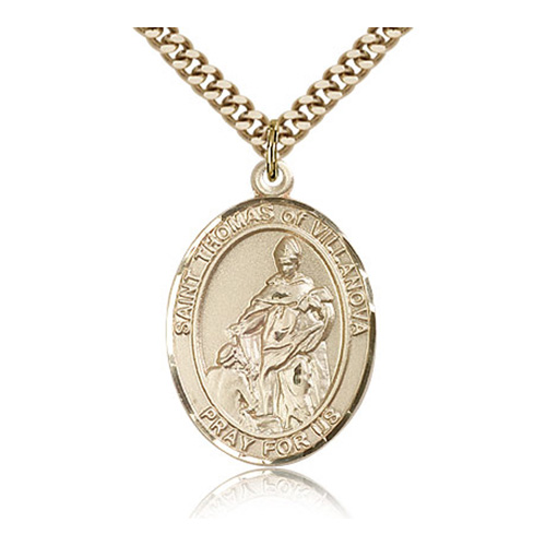 Gold Filled 1in St Thomas of Villanova Medal & 24in Chain