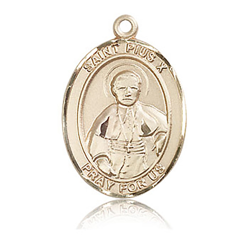 14kt Yellow Gold 1in St Pius X Medal