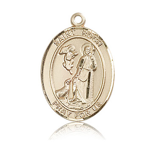 14kt Yellow Gold 1in St Roch Medal