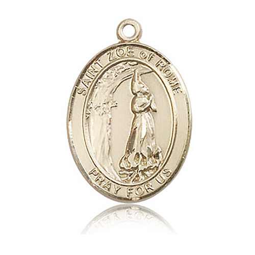 14kt Yellow Gold 1in St Zoe of Rome Medal