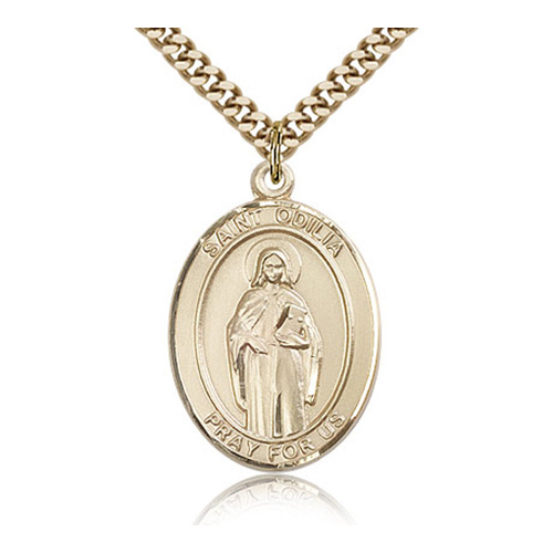 Gold Filled 1in St Odilia Medal & 24in Chain