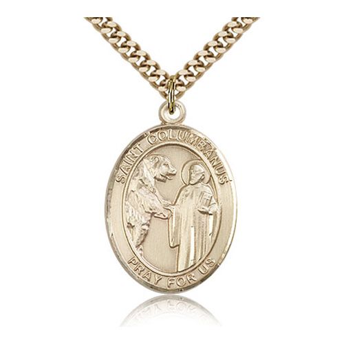 Gold Filled 1in St Columbanus Medal & 24in Chain