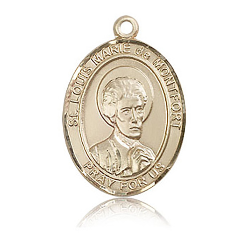 14kt Yellow Gold 1in St Louis de Montfort Medal