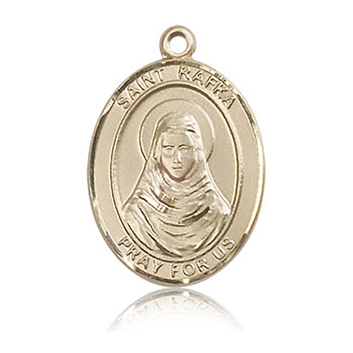 14kt Yellow Gold 1in St Rafka Medal
