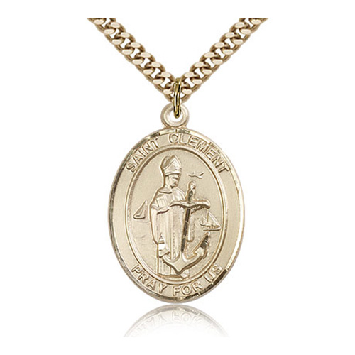 Gold Filled 1in St Clement Medal & 24in Chain