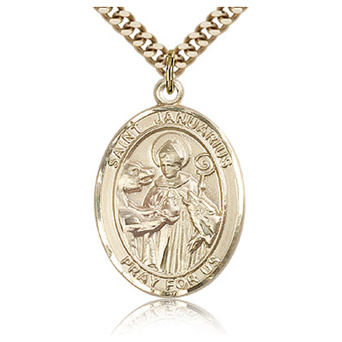 Gold Filled 1in St Januarius Medal & 24in Chain