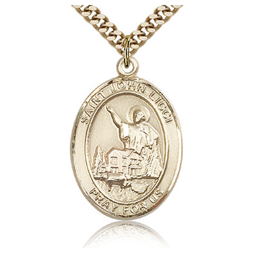 Gold Filled 1in St John Licci Medal & 24in Chain