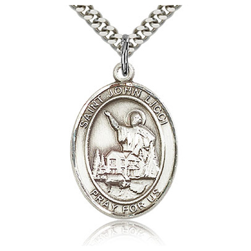 Sterling Silver 1in St John Licci Medal & 24in Chain