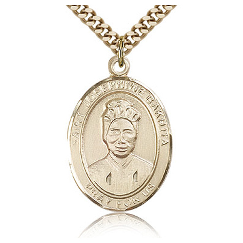 Gold Filled 1in St Josephine Bakhita Medal & 24in Chain