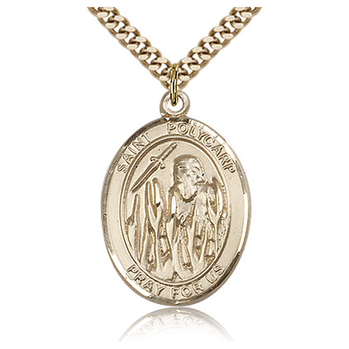 Gold Filled 1in St Polycarp Medal & 24in Chain