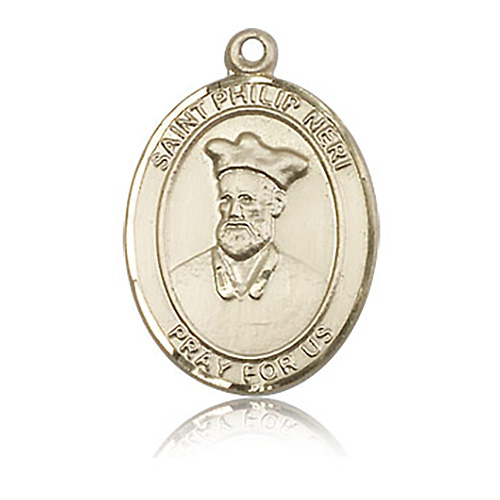 14kt Yellow Gold 1in St Philip Neri Medal