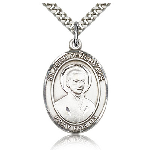 Sterling Silver 1in St John Berchmans Medal & 24in Chain
