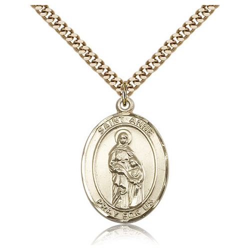 Gold Filled 1in St Anne Medal & 24in Chain