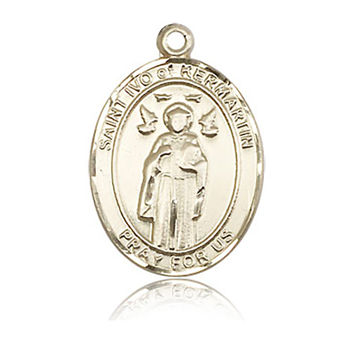 14kt Yellow Gold 1in St Ivo Medal