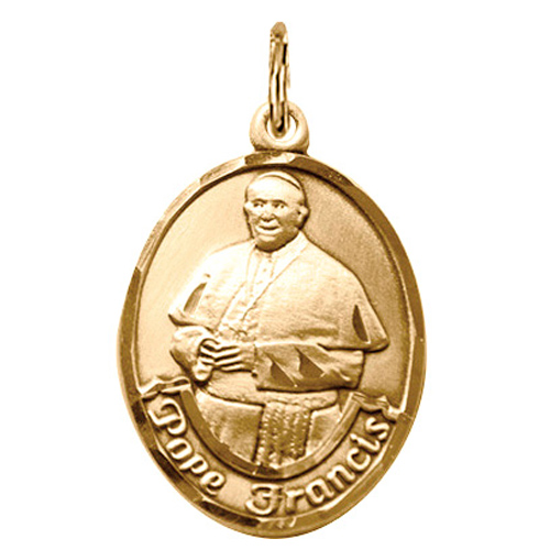 14kt Yellow Gold 1in Pope Francis Medal